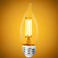 500 Lumens - 5.5 Watt - 2400 Kelvin - LED Chandelier Bulb - 4.3 x 1.4 in. - 60 Watt Equal - Candle Glow - Clear - Medium Base - 92 CRI - 120 Volt - PLT-12820