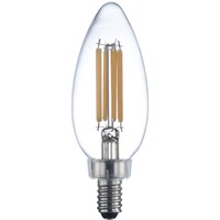750 Lumens - 6.5 Watt - 3000 Kelvin - LED Chandelier Bulb - 3.8 in. x 1.4 in. - 60 Watt Equal - Halogen Match - Clear - Candelabra Base - 90 CRI - 120 Volt - PLT-13055