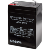 6 Volt - 4.5 Ah - F1 Terminal - UB645 - AGM Battery - UPG D5733