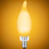 500 Lumens - 5.5 Watt - 2400 Kelvin - LED Chandelier Bulb - 4.3 x 1.4 in. - 60 Watt Equal - Candle Glow - Frosted - Candelabra Base - 92 CRI - 120 Volt - PLT-12819