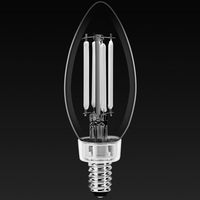 500 Lumens - 5.5 Watt - 3000 Kelvin - LED Chandelier Bulb - 3.8 in. x 1.4 in. - White Filament - 60 Watt Equal - Halogen Match - Clear - Candelabra Base - 90 CRI - 120 Volt - PLT-12666