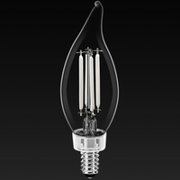 500 Lumens - 5.5 Watt - 3000 Kelvin - LED Chandelier Bulb - 4.2 in. x 1.4 in. - White Filament - 60 Watt Equal - Halogen Match - Clear - Candelabra Base - 90 CRI - 120 Volt - PLT-12667