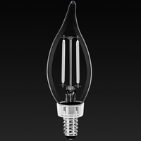 300 Lumens - 3.5 Watt - 2700 Kelvin - LED Chandelier Bulb - 4.2 in. x 1.4 in. - White Filament - 40 Watt Equal - Halogen Match - Clear - Candelabra Base - 90 CRI - 120 Volt - PLT-12668