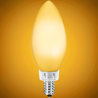 300 Lumens - 3.5 Watt - 2400 Kelvin - LED Chandelier Bulb - 3.8 x 1.4 in. - 40 Watt Equal - Candle Glow - Frosted - Candelabra Base - 92 CRI - PLT-12803
