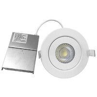 Natural Light - 1000 Lumens - 13 Watt - Natural Light - 6 in. Color Selectable LED Gimbal Downlight Fixture - Hardwire - Kelvin 2700-3000-3500-4000-5000 - 100 Watt Incandescent Equal - Round - White Trim - 90 CRI - 120 Volt - Euri Lighting DLC6G-13W105se