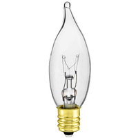 25 Watt - Clear - Bent Tip - Incandescent Chandelier Bulb - Candelabra Base - 120 Volt - Satco S3274