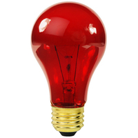 25 Watt - A19 Light Bulb - Transparent Red - Medium Brass Base - 130 Volt - Satco S6080