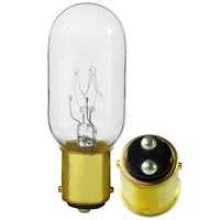 25 Watt - Clear - Incandescent T8 Light Bulb - DC Bayonet Brass Base - 130 Volt - Satco S3909