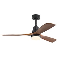 52 in. Ceiling Fan - Color Selectable LED Light Kit and Remote Included - 800 Lumens - 53 Watt - Kelvin 3000-4000-5700 - (3) 24 in. Reversible Walnut Blades - Black Finish - 120 Volt - Energetic Lighting CFAN-DC3B52-BK