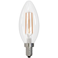 350 Lumens - 4 Watt - 3000 Kelvin - LED Chandelier Bulb - 3.9 in. x 1.4 in. - 40 Watt Equal - Halogen Match - Clear - Candelabra Base - 90 CRI - 120 Volt - Bulbrite 776763