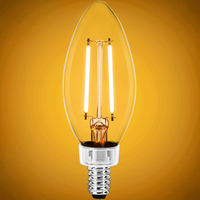 300 Lumens - 3.5 Watt - 2400 Kelvin - LED Chandelier Bulb - 3.8 x 1.4 in. - 40 Watt Equal - Candle Glow - Clear - Candelabra Base - 92 CRI - PLT-12802