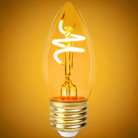 125 Lumens - 2 Watt - 2200 Kelvin - LED Chandelier Bulb - 3.6 in. x 1.4 in. - 15 Watt Equal - Candle Glow - Amber Tint - Medium Base - 120 Volt - PLTS-12099