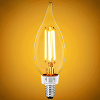 500 Lumens - 5.5 Watt - 2400 Kelvin - LED Chandelier Bulb - 4.3 x 1.4 in. - 60 Watt Equal - Candle Glow - Clear - Candelabra Base - 92 CRI - 120 Volt - PLT-12818