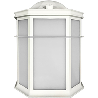930 Lumens - 13 Watt - 3500 Kelvin - LED Outdoor Wall Sconce Fixture - Integrated Photocell - White Finish - Polycarbonate Lens - 120 Volt - Energetic Lighting E1WPL13-835WH