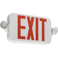 Single Face LED Combination Exit Sign - Adjustable LED Lamp Heads - Red or Green Letters - 90 Min. Operation - White - 120/277 Volt - ECRG RD M6