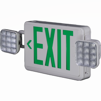 Double Face LED Combination Exit Sign - LED Lamp Heads - Green Letters - 90 Min. Operation - White - 120/277 Volt - PLT-50331
