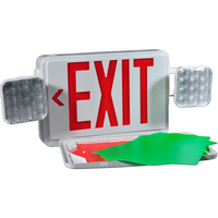 Double Face LED Combination Exit Sign - LED Lamp Heads - Red or Green Letters - 90 Min. Operation - White - 120/277 Volt - PLT-50324