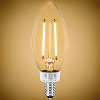 200 Lumens - 2 Watt - 2700 Kelvin - LED Chandelier Bulb - 25 Watt Equal - Incandescent Match - Clear - Candelabra Base - 120 Volt - PLT-11826