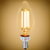 500 Lumens - 4 Watt - 2700 Kelvin - LED Chandelier Bulb - 3.7 in .x 1.4 in. - 60 Watt Equal - Incandescent Match - Clear - Candelabra Base - 120 Volt - PLT-11830