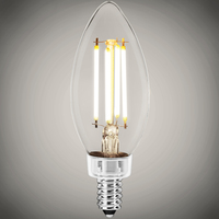 500 Lumens - 4 Watt - 5000 Kelvin - LED Chandelier Bulb - 3.7 in. x 1.4 in. - 60 Watt Equal - Daylight White - Clear - Candelabra Base - 120 Volt - PLT-11832