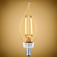 120 Lumens - 1.5 Watt - 2700 Kelvin - LED Chandelier Bulb - 15 Watt Equal - Incandescent Match - Clear - Candelabra Base - 120 Volt - PLT-11882