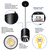 5 in. x 4 in. Wattage Selectable LED Pendant Fixture - Chrome Baffle - Black Finish Thumbnail