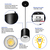 5 in. x 4 in. Wattage Selectable LED Pendant Fixture - White Baffle - Black Finish Thumbnail