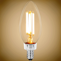 750 Lumens - 6.5 Watt - 3000 Kelvin - LED Chandelier Bulb - 3.8 in. x 1.4 in. - 60 Watt Equal - Halogen Match - Clear - Candelabra Base - 90 CRI - 120 Volt - PLT-13055