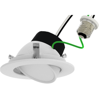 700 Lumens - 8 Watt - 4 in. Selectable Retrofit LED Gimbal Downlight Fixture - Medium Base - Kelvin 2700-3000-3500-4000-5000 - 60 Watt Incandescent Equal - Round - White Trim - 90 CRI - 120 Volt - Halco 83986