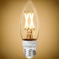 450 Lumens - 4.5 Watt - LED Chandelier Bulb with 3 Selectable Color Temperature - 4.6 x 1.6 in. - Kelvin 2700-3000-5000 - 40 Watt Equal - Clear - Medium Base - 120 Volt - PLT-12664