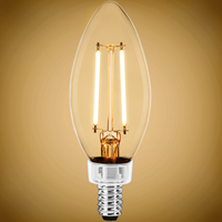 300 Lumens - 3.5 Watt - 2400 Kelvin - LED Chandelier Bulb - 3.8 x 1.4 in. - 40 Watt Equal - Candle Glow - Clear - Candelabra Base - 92 CRI - PLT-12802