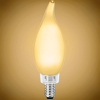 500 Lumens - 5.5 Watt - 2400 Kelvin - LED Chandelier Bulb - 4.3 x 1.4 in. - 60 Watt Equal - Candle Glow - Frosted - Candelabra Base - 92 CRI - 120 Volt - PLT-12819