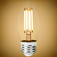 500 Lumens - 4.5 Watt - 2700 Kelvin - LED Chandelier Bulb - 60 Watt Equal - Incandescent Match - Clear - Medium Base - 120 Volt - PLT-11834