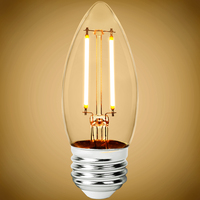 250 Lumens - 3 Watt - 2400 Kelvin - LED Chandelier Bulb - 3.6 x 1.4  in. - 25 Watt Equal - Candle Glow - Clear - Medium Base - 92 CRI - PLT-12800