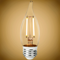 250 Lumens - 3 Watt - 2400 Kelvin - LED Chandelier Bulb - 4.3 x 1.4 in. - 25 Watt Equal - Candle Glow - Clear - Medium Base - 92 CRI - 120 Volt - PLT-12812