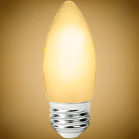 250 Lumens - 3 Watt - 2400 Kelvin - AmberGlow LED Chandelier Bulb - 3.8 in. x 1.4 in. - 25 Watt Equal - Candle Glow - Frost - Medium Base - 92 CRI - TCP FB11D2524E26SFR92