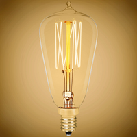 25 Watt - Vintage Antique Light Bulb - ST38 Edison Style - 3.4 in. Length - Candelabra Base - Squirrel Cage Filament - Multiple Supports - Amber Tinted