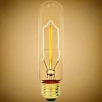 40 Watt - Vintage Antique Light Bulb - T10 Tubular Style - 5 in. Height - Medium Base - Hairpin Filament - Multiple Supports - Tinted