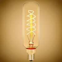 40 Watt - Vintage Antique Light Bulb - Tubular Style - 3.5 in. Height - Candelabra Base - Spiral Filament - Multiple Supports - Tinted  - 120V