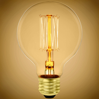 40 Watt - Incandescent Globe - 4.5. in. x 3.14 in. - Vintage Light Bulb - Medium Base - 222 Lumens - 120 Volt - PLT-40010