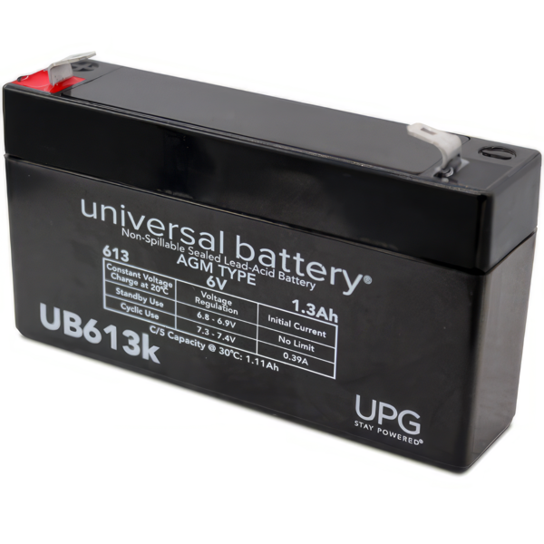 SLA UPG UB613 - AGM Battery - Sealed Lead Acid - 6 Volt - 1.3 Ah Capacity - F1 Terminal - Primary