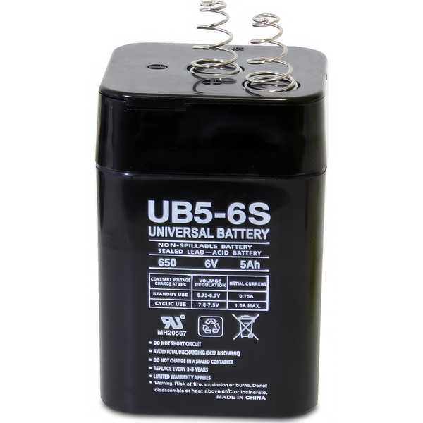 UPG UB650S Lantern - AGM Battery - Sealed Lead Acid - 6 Volt - 5 Ah Capacity - S2 Terminal - Primary