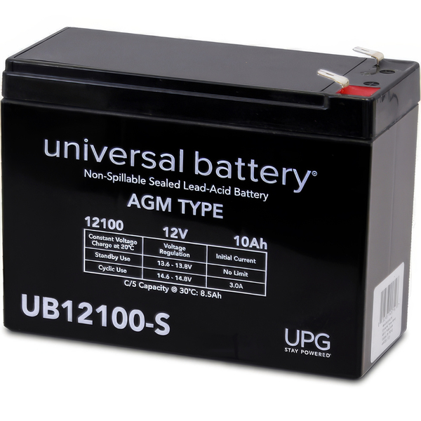 SLA UPG UB12100-S - AGM Battery - Sealed Lead Acid - 12 Volt - 10 Ah Capacity - F2 Terminal