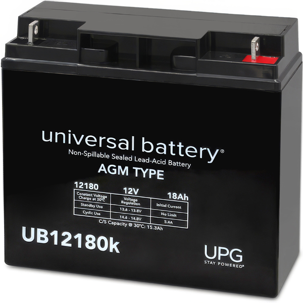 SLA UPG UB12180 - AGM Battery - Sealed Lead Acid - 12 Volt - 18 Ah Capacity - T4 Terminal