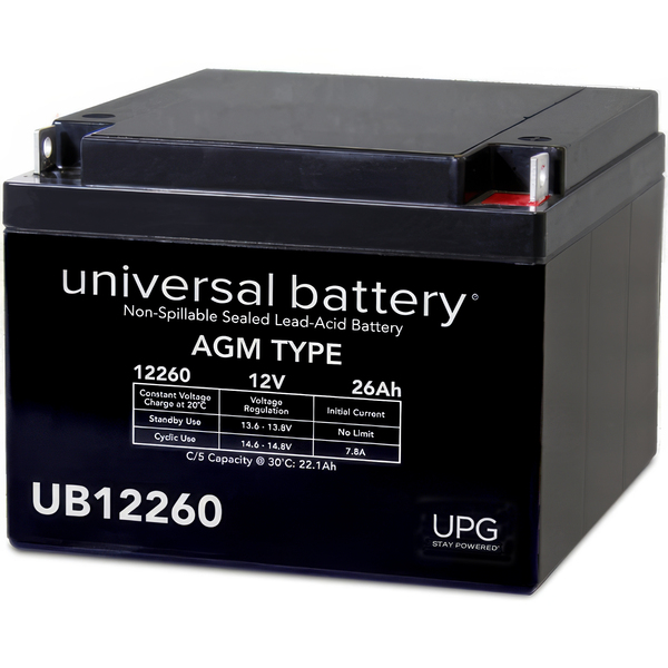 SLA UPG UB12260 - AGM Battery - Sealed Lead Acid - 12 Volt - 26 Ah Capacity - T3 Terminal