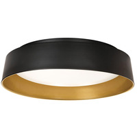 AFX Duncan - 15.5 in. Color Selectable LED Flush Mount Ceiling Light Fixture - Gold Baffle - Black Finish - 1400 Lumens - 26 Watt - Kelvin 2700-3000-3500-4000-5000 - 90 CRI - 120-277 Volt - AFX Lighting DUNF15LAJUDBKGD