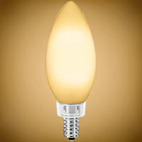 300 Lumens - 3.5 Watt - 2400 Kelvin - LED Chandelier Bulb - 3.8 x 1.4 in. - 40 Watt Equal - Candle Glow - Frosted - Candelabra Base - 92 CRI - PLT-12803
