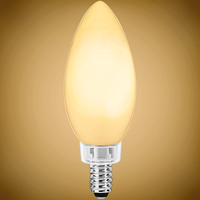 250 Lumens - 3 Watt - 2400 Kelvin - LED Chandelier Bulb - 3.8 x 1.4 in. - 25 Watt Equal - Candle Glow - Frosted - Candelabra Base - 92 CRI - 120 Volt - PLT-12799