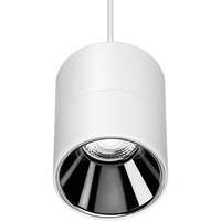 5 in. x 4 in. Wattage Selectable LED Pendant Fixture - Chrome Baffle - White Finish - 2500 Lumen Max - Watts 12-18-25 - 3500 Kelvin - 36 Deg. Flood - 8 ft. Adjustable Cable - 120-277 Volt - PLT PremiumSpec PLT-90391