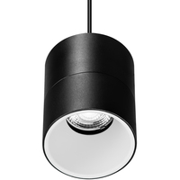 5 in. x 4 in. Wattage Selectable LED Pendant Fixture - White Baffle - Black Finish - 2500 Lumen Max - Watts 12-18-25 - 3500 Kelvin - 36 Deg. Flood - 8 ft. Adjustable Cable - 120-277 Volt - PLT PremiumSpec PLT-90393